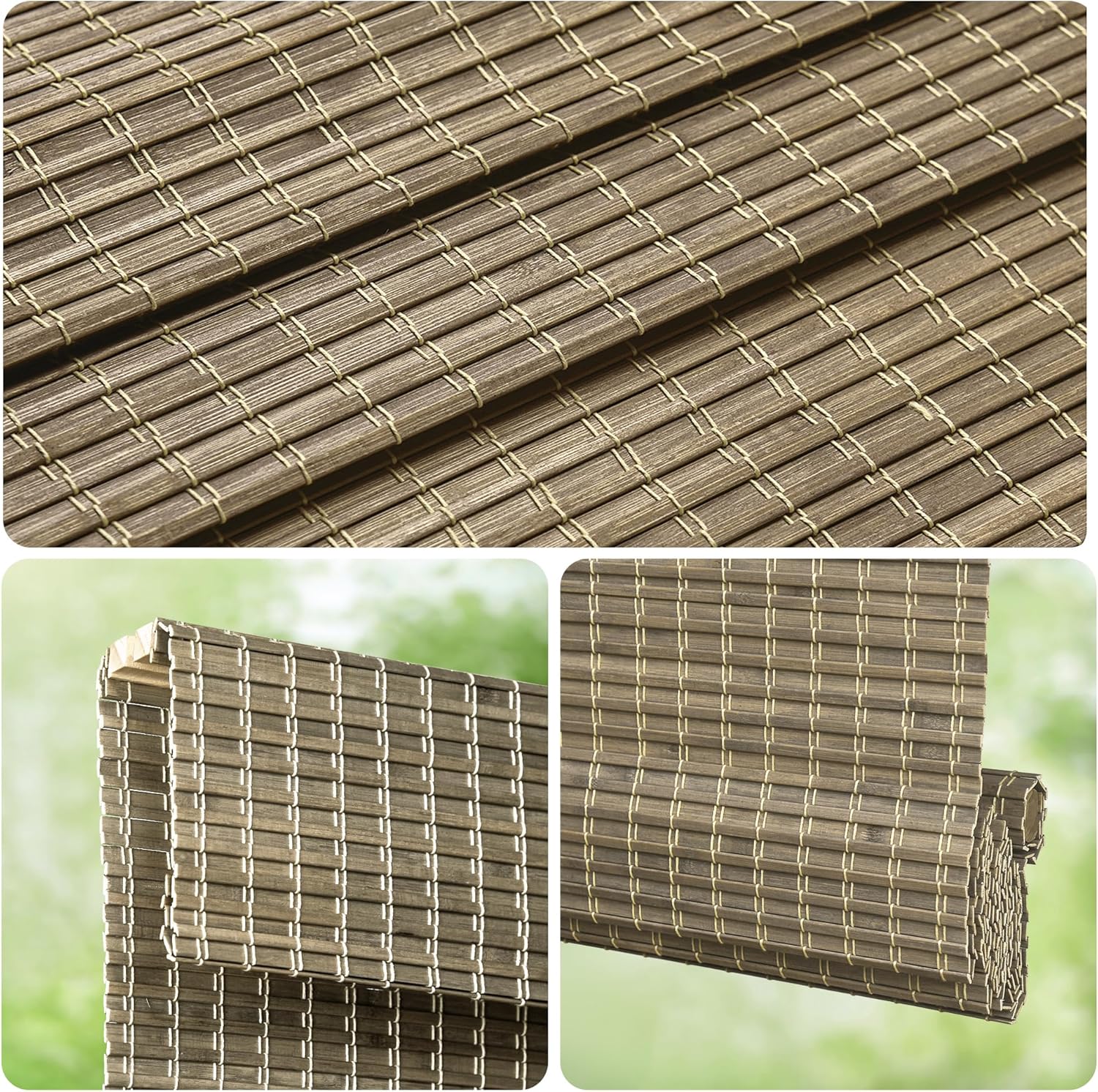 AUCT 21855 - LazBlinds Cordless Bamboo Roman Shades, 29.5x64, BDP-Driftwood - Image 3