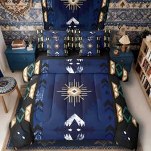 AUCT 21074 - $70 Erosebridal Western Bed in a Bag King Size Comforter Set 7-Piece, Boho Decor Aztec Bed
