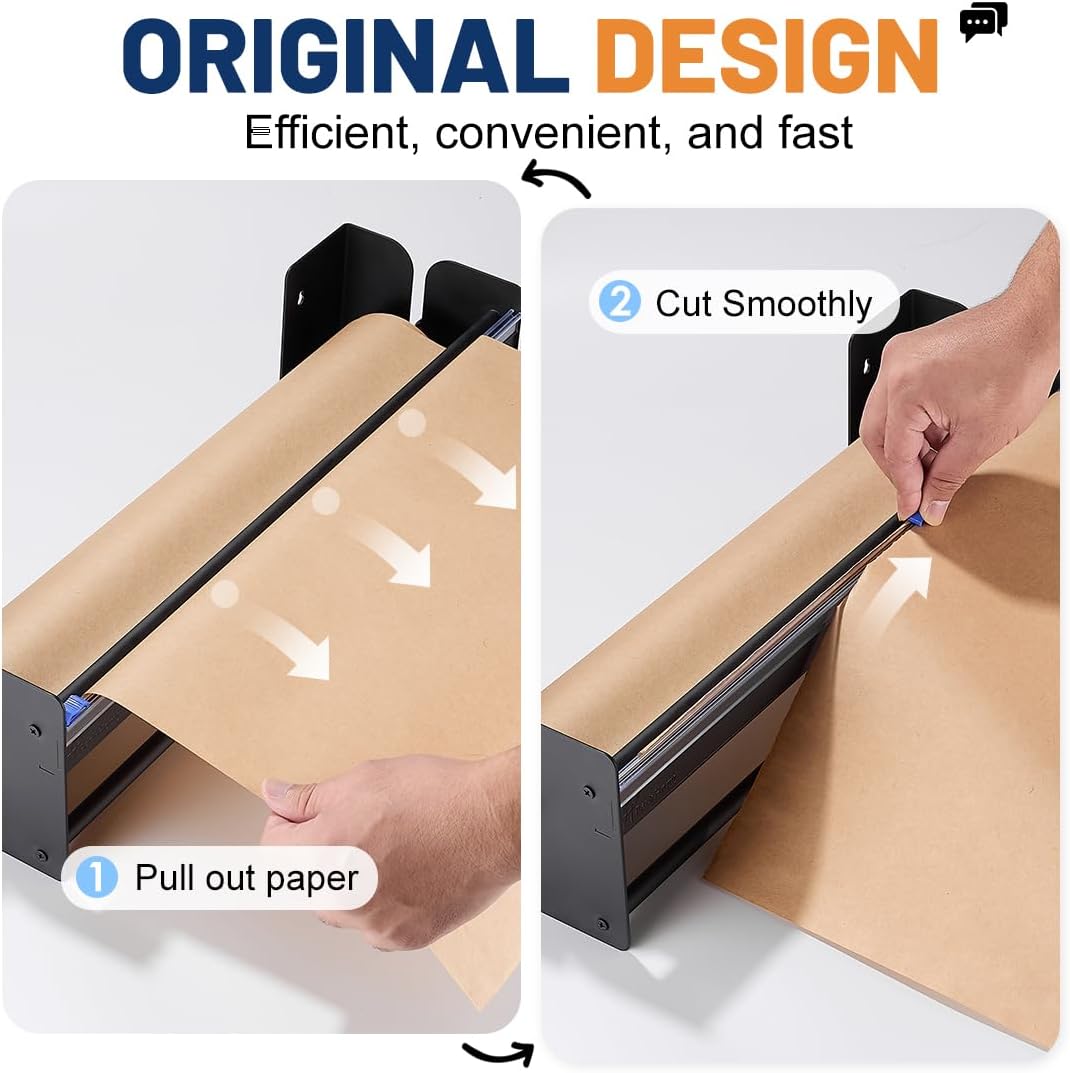 AUCT 22014 - Perkhomy 18 Inch Paper Roll Dispenser and Cutter - Heavy-Duty Wall Mountable, Non Slip Tab - Image 3
