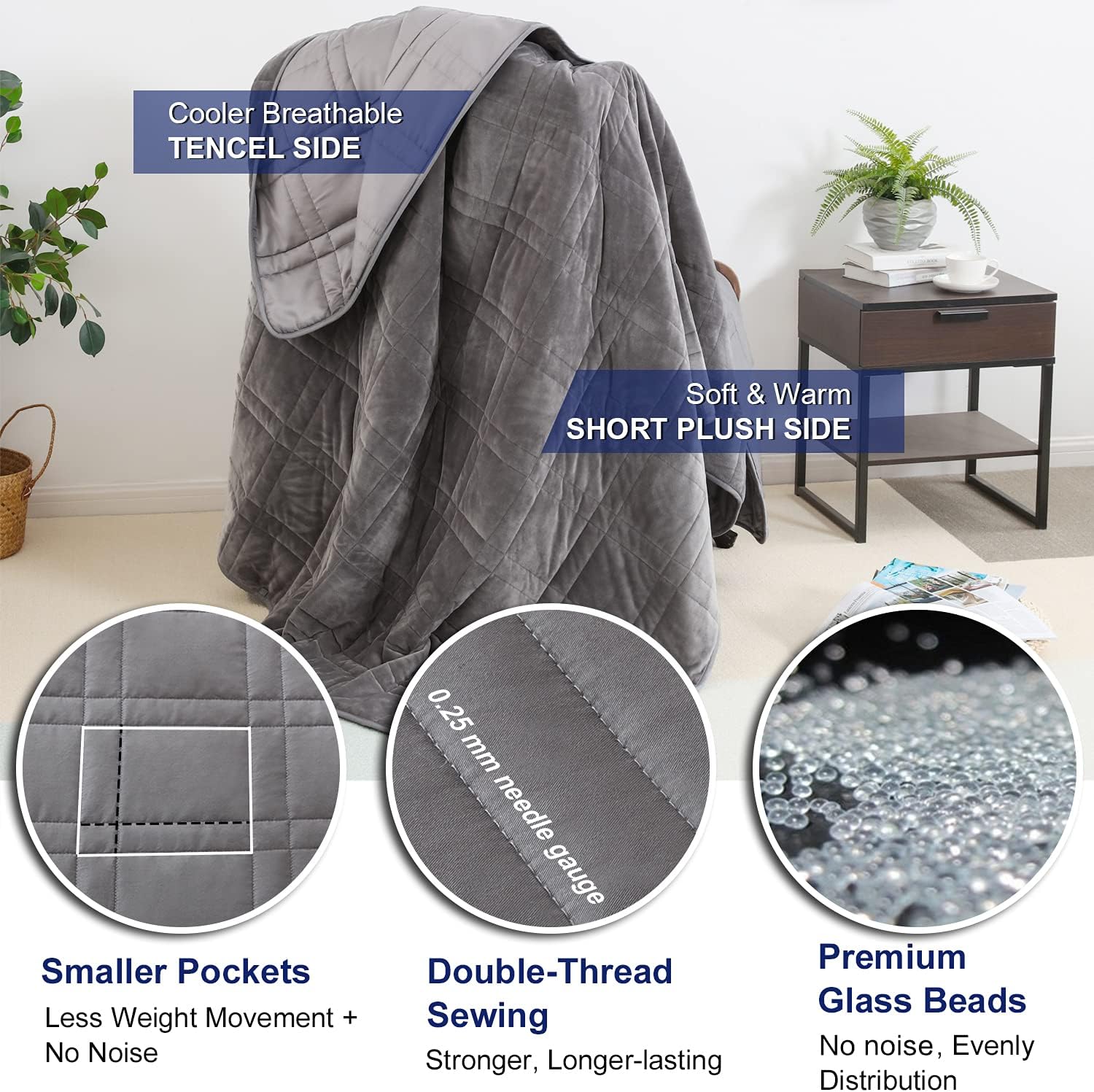 AUCT 21720 - $170 King Size Weighted Blanket 45lb(88 inch x104 inch , Double-Sided), Warm Short Plush a - Image 3