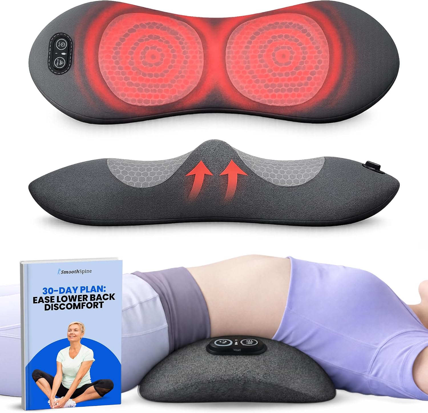 AUCT 22507 - $105 SmoothSpine Triple Fusion Back Massager with Heat for Lower Back Comfort XL