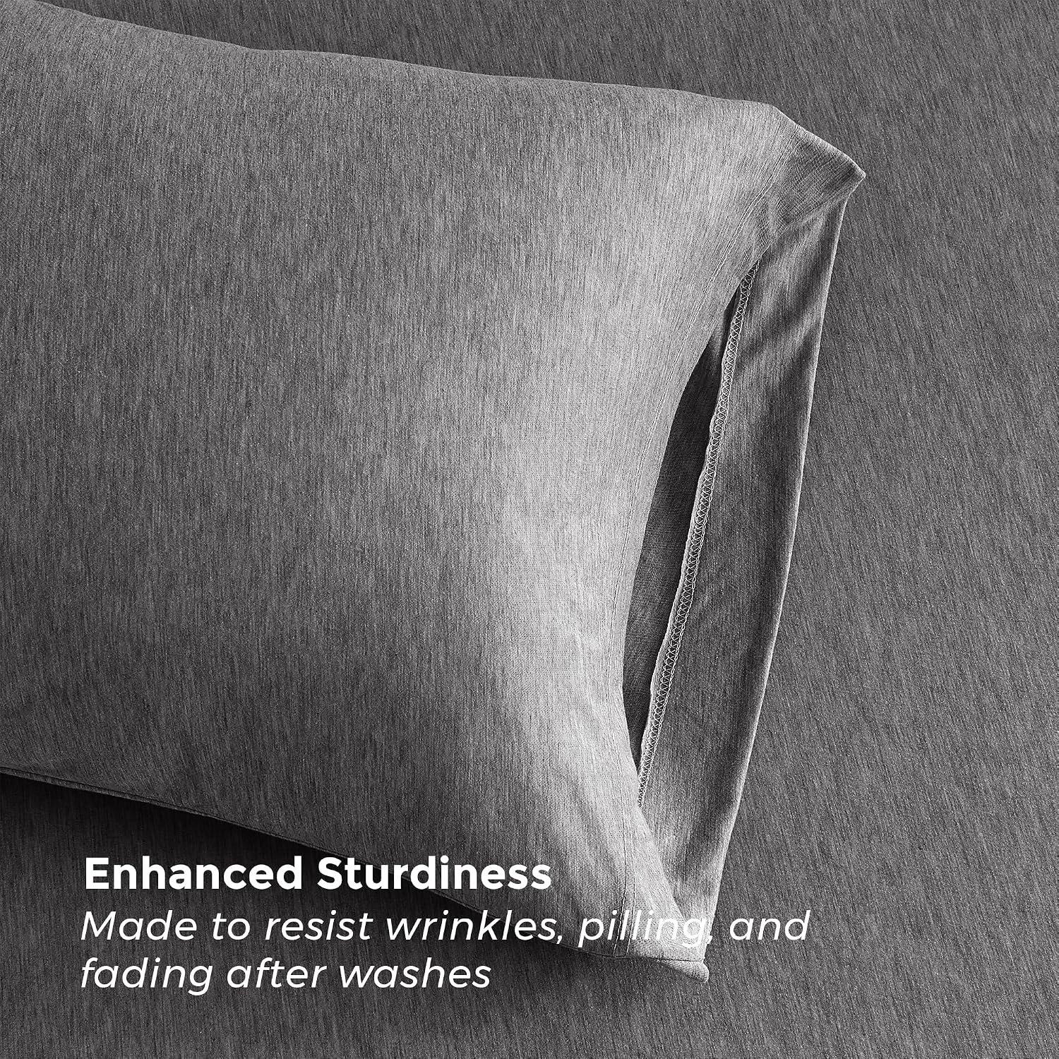 AUCT 20324 - Pure Bedding Bed Sheets - King Sheet Set 4-Piece, Heather Dark Grey - Hotel Luxury 1800 Br - Image 4