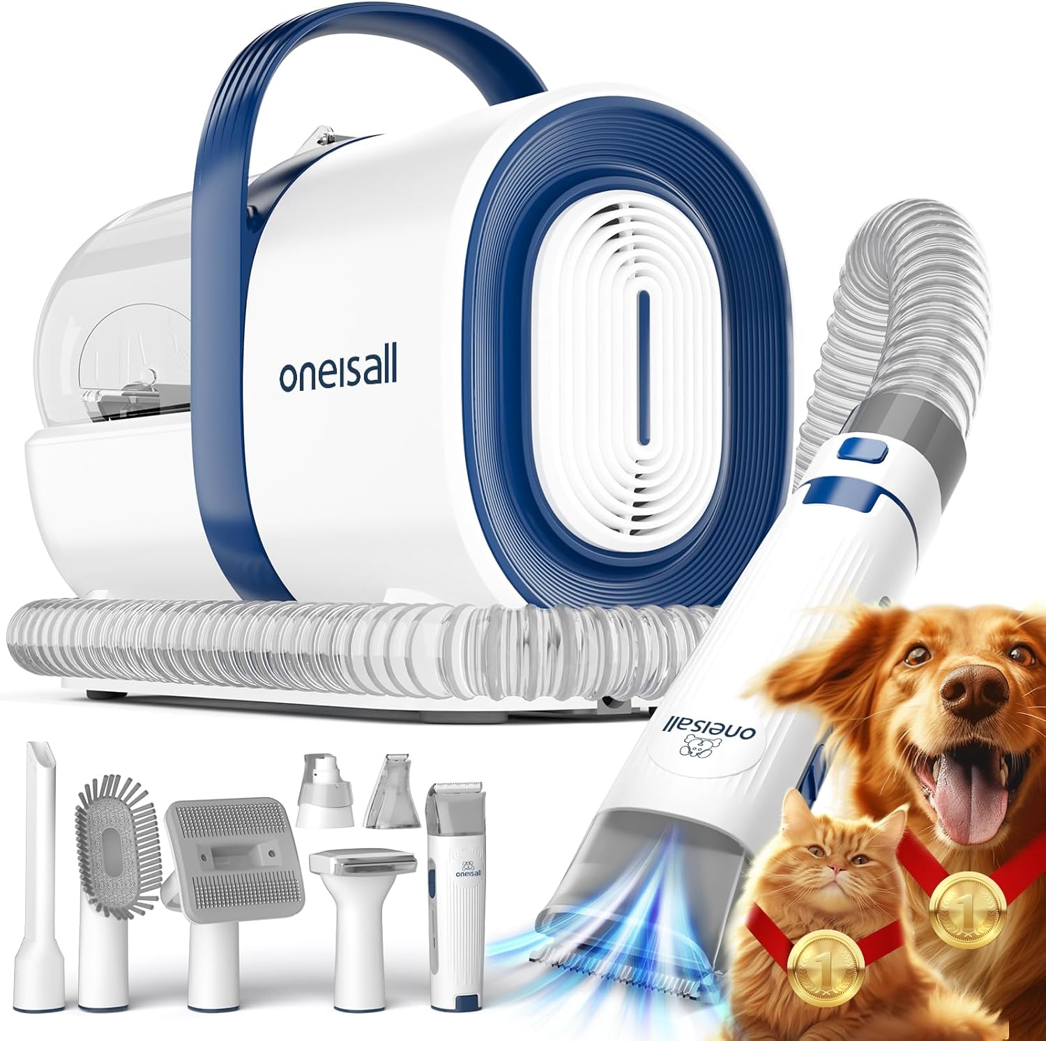 AUCT 20561 - $100 oneisall Dog Grooming Vacuum,7 in 1 Grooming kit Tools with Low Noise