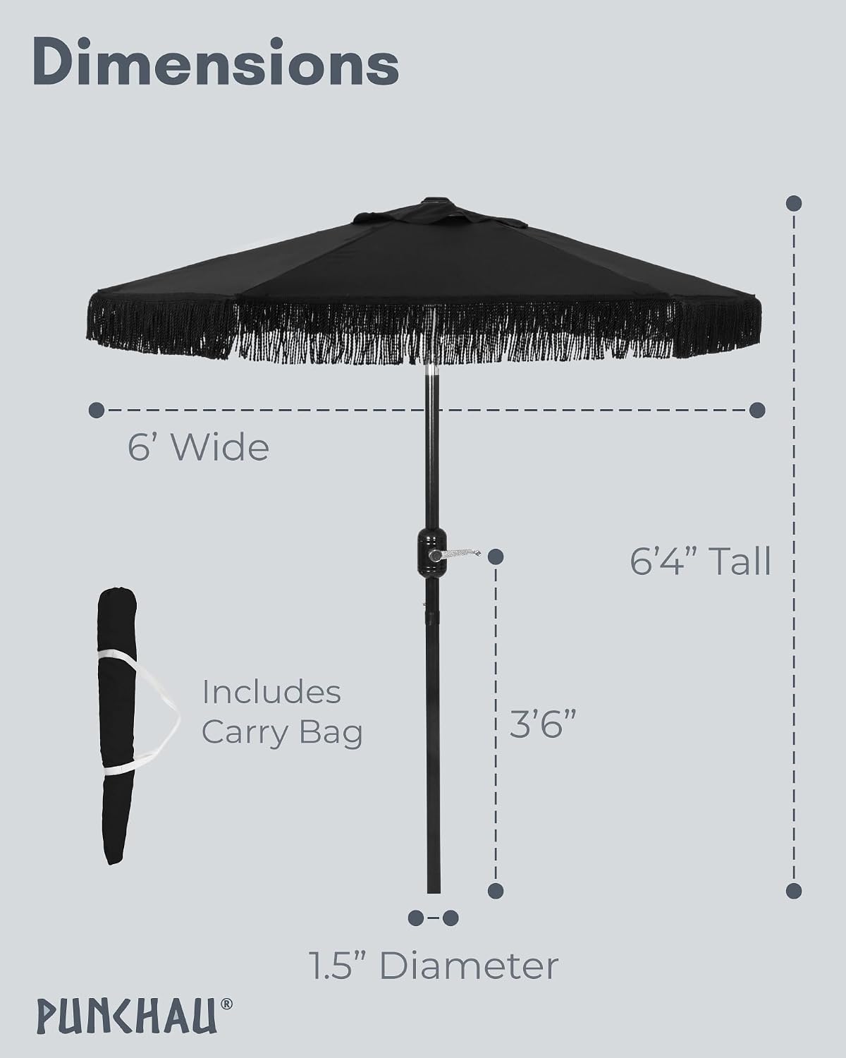 AUCT 22078 - $74 6 Ft Fringe Patio Umbrella - Outdoor Umbrella for Patio, Pool, Table, Garden, & Deck, - Image 2