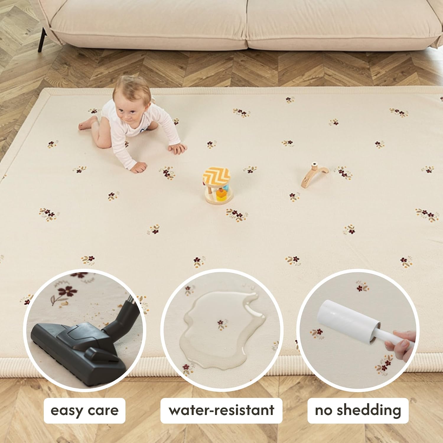 AUCT 22316 - $100 Hakuna Matte CloudSoft Baby Play Mat for Floor 60" x 80" Flowers - Image 4
