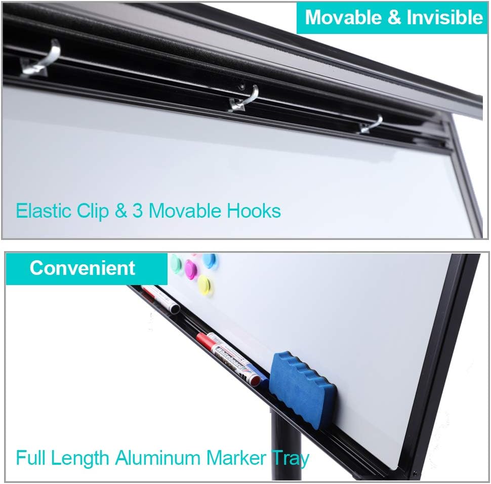 AUCT 21565m - $140 40 X 28 Inch Mobile Magnetic Whiteboard on Wheels, Rolling Dry Erase Easel - Image 3