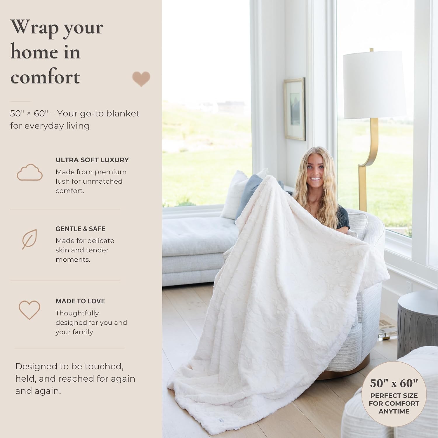 AUCT 22551 - GRACED SOFT LUXURIES Faux Fur Throw Blanket Soft Ivory L 50x60 - Image 2