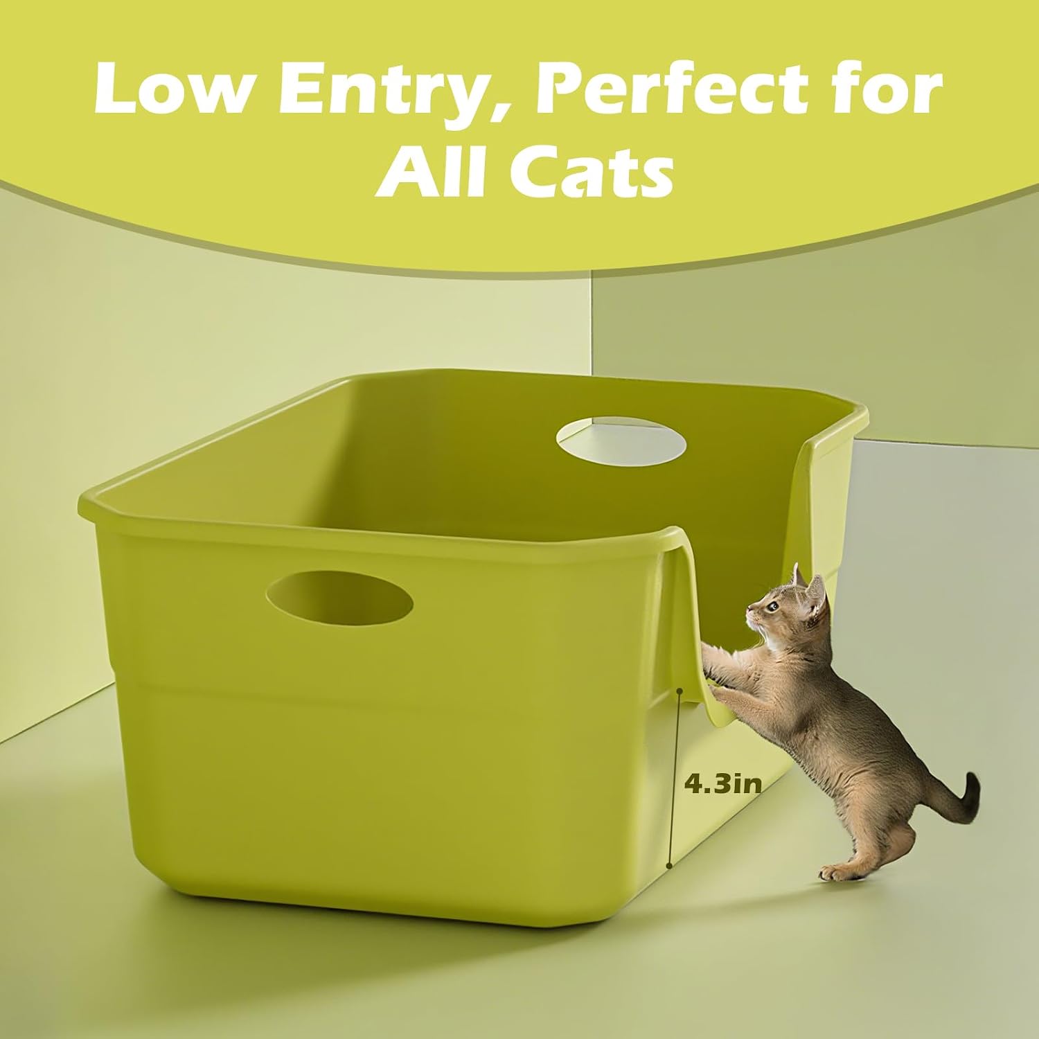 AUCT 22510 - Large Cat Litter Box with High Sides,Low Entry Cat Litter Pan Tray Kitty Litter Box for In - Image 3