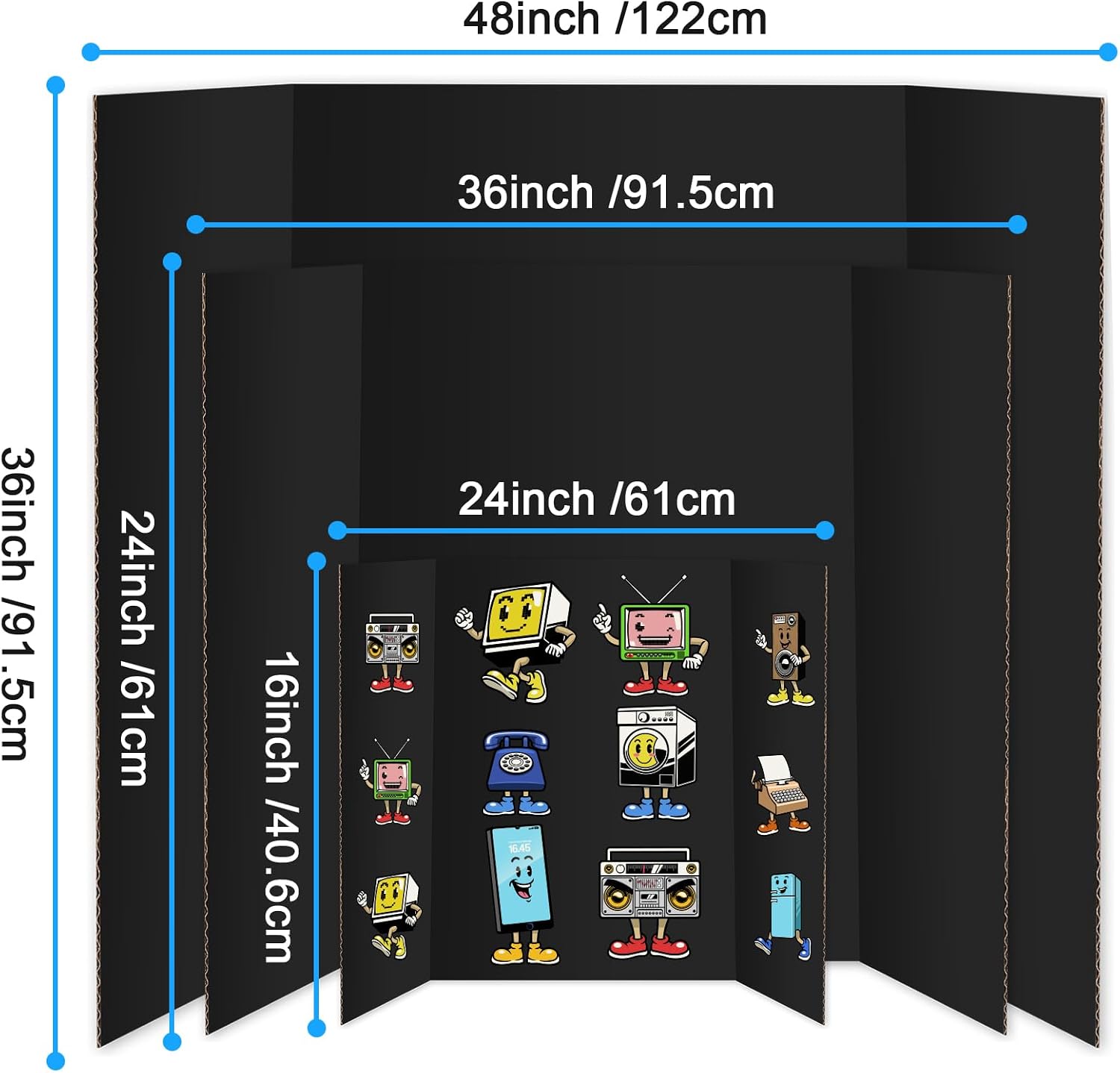 AUCT 22589 - IKAYAS 10 Pack Trifold Poster Board 36" X 48" Black Science Display Board - Image 2