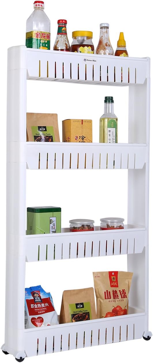 AUCT 20876 - Laundry Room Organizer, Mobile Shelving Unit Organizer with 4 Large Storage Baskets, Gap S