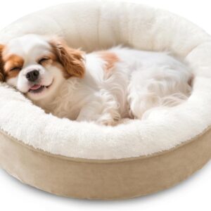 AUCT 20915 - Love's cabin Round Donut Cat and Dog Cushion Bed, 24in Pet Bed for Small or Medium Dogs, A
