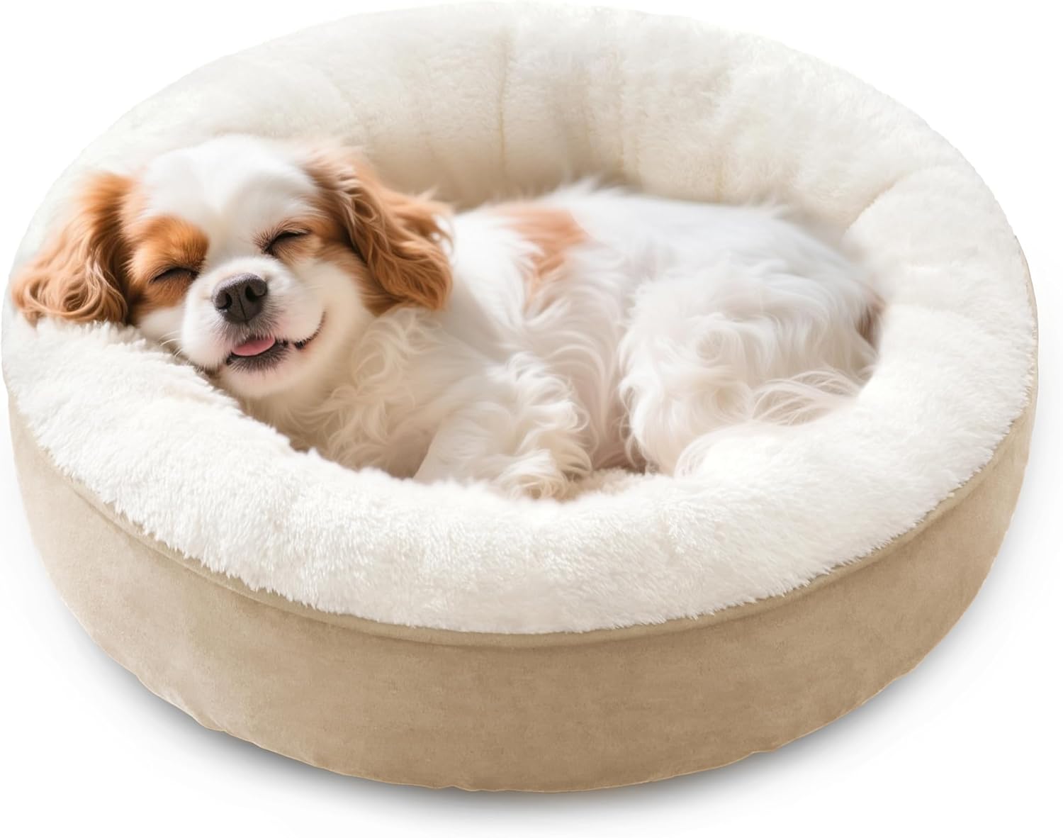 AUCT 20915 - Love's cabin Round Donut Cat and Dog Cushion Bed, 24in Pet Bed for Small or Medium Dogs, A