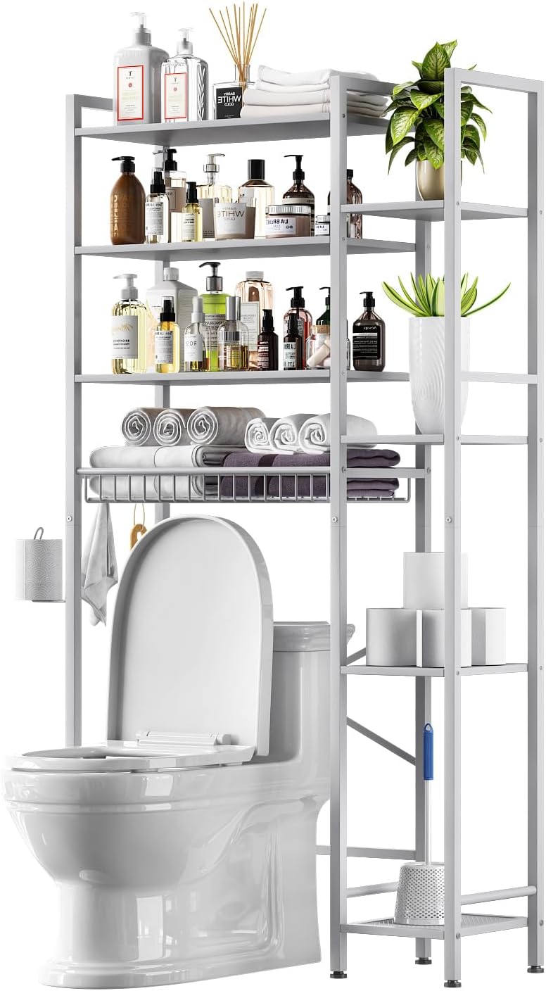 AUCT 22450 - $90 Kalrin 8-Tier Over The Toilet Storage with Side Rack, Over Toilet Storage Rack with Ad - Image 4