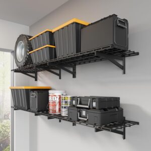 AUCT 21620 - $112 Jusgym 4 Pack Garage Shelving Wall Mounted, 1.5x4ft, 1400LB Heavy Load