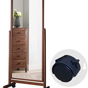 AUCT 20896 - $150 Swivel Full Length Mirror on Wheels 65"x22", Free Standing Wood Frame Cheval Floor Mi