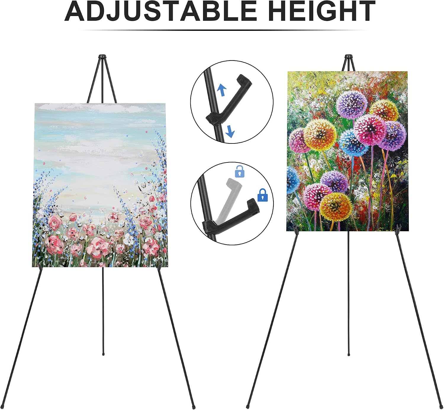 AUCT 22488 - Easel Stand for Wedding Sign & Poster Display 63' Portable Art Easel for Floor Adjustable - Image 4