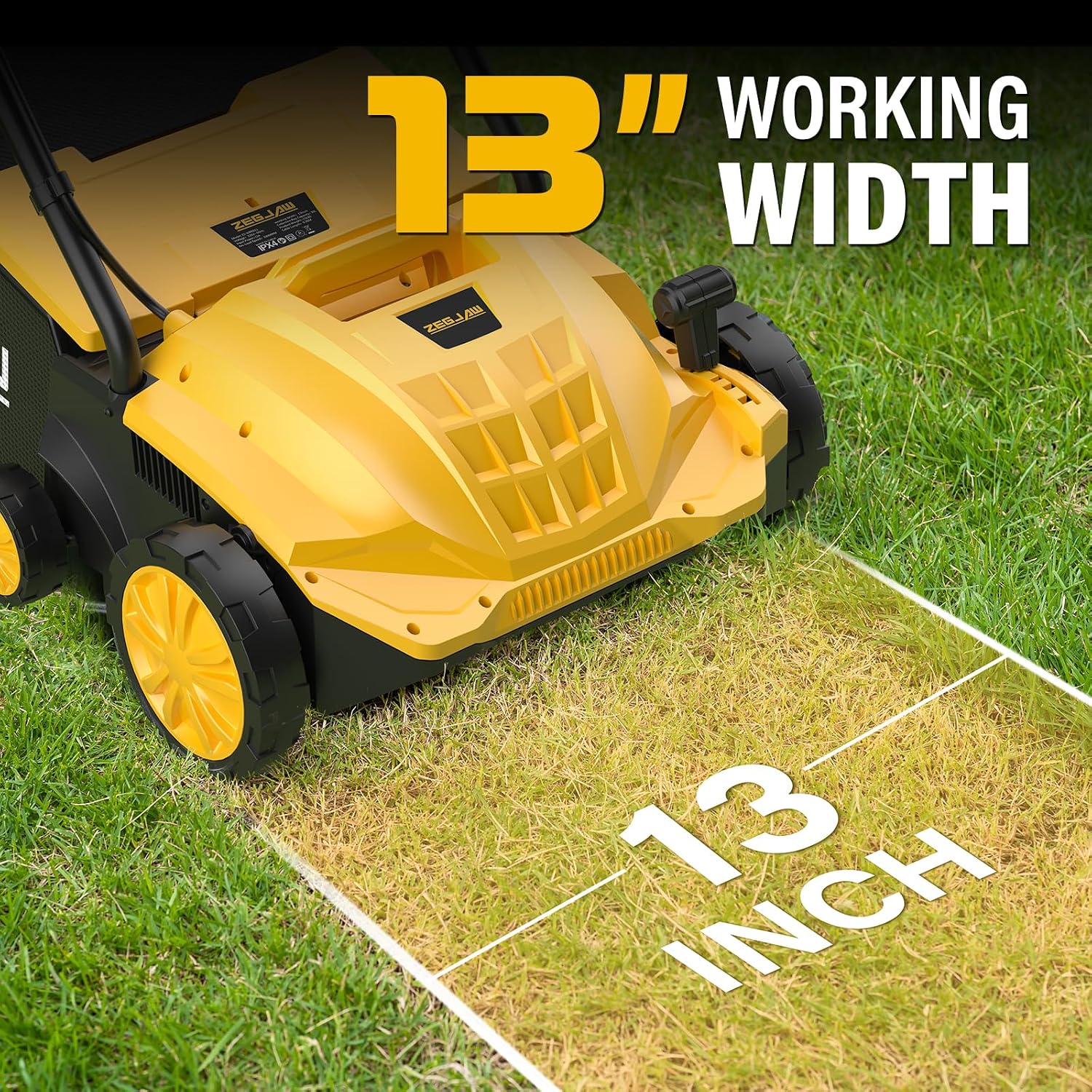 AUCT 22299 - $90 ZEGJAW Electric Dethatcher and Scarifier 2-in-1, 13-inch 12Amp Lawn Dethatcher, 4-Posi - Image 3