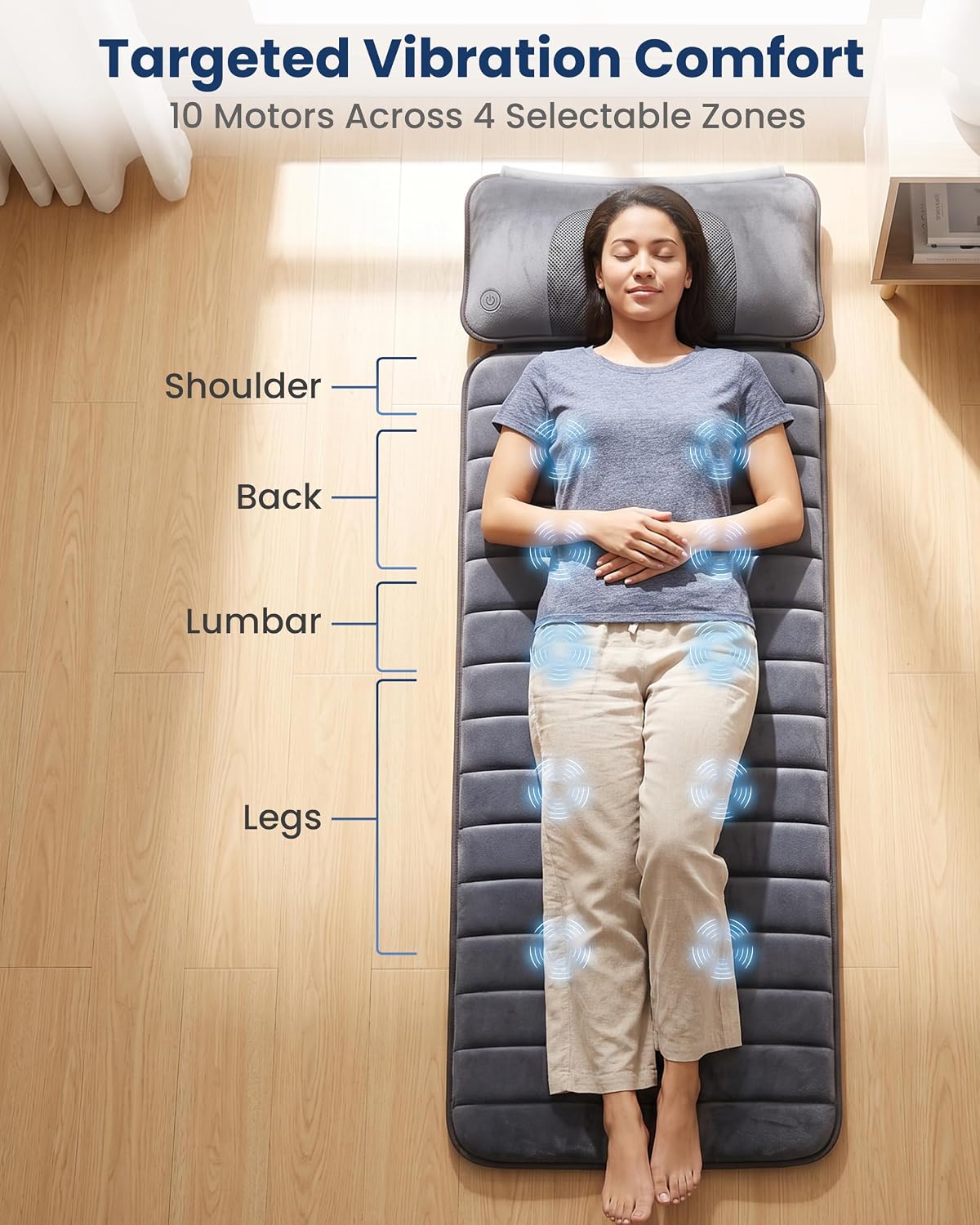 AUCT 23065 - $150 COMFIER Vibration Full Body Massage Mat with Detachable Shiatsu Neck Pillow - Image 2