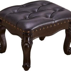 AUCT 21421 - $100 Foot Stools Ottoman, Leather Footstool for Living Room, Solid Wooden Small Vintage Ot