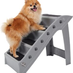 AUCT 22607 - PETMAKER Lightweight Durable Plastic Dog Stairs, Gray, 23.25" x 15" x 19"