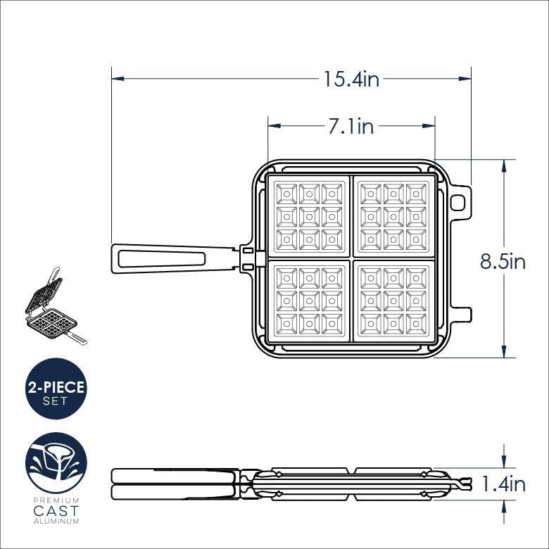 AUCT 21860 - $58 NordicWare 15040 Cast Aluminum Stovetop Belgium Waffle Iron - Image 3
