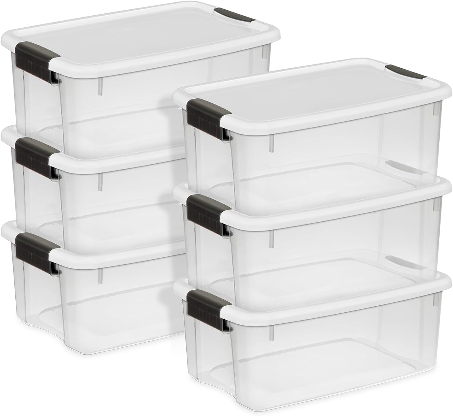 AUCT 21053 - Sterilite Ultra Latch Box with Lids for Home and Office, 18 Quart, 6-Pack