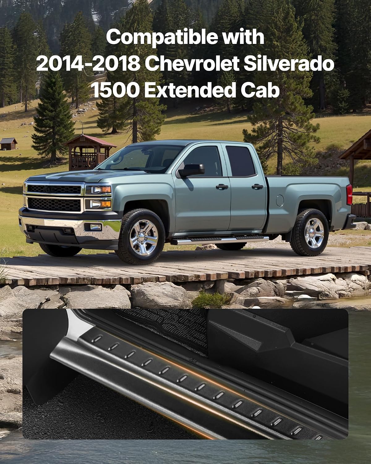 AUCT 22501 - $125 VEVOR Rocker Panel Guard, Compatible with 2014-2018 Chevrolet Silverado 1500 Extended - Image 2