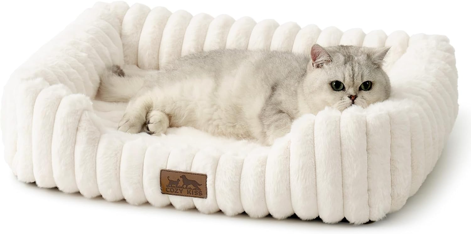 AUCT 20901 - Orthopedic Dog Bed for Small Dogs & Cats - Washable Rectangle Pet Bed with Anti-Slip Botto