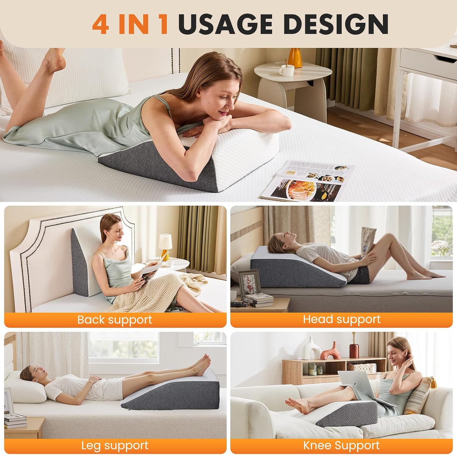 AUCT 20487 - Sweetcrispy 7 Inch Wedge Pillow, Sleep Apnea Pillow, Neck Support - Image 2