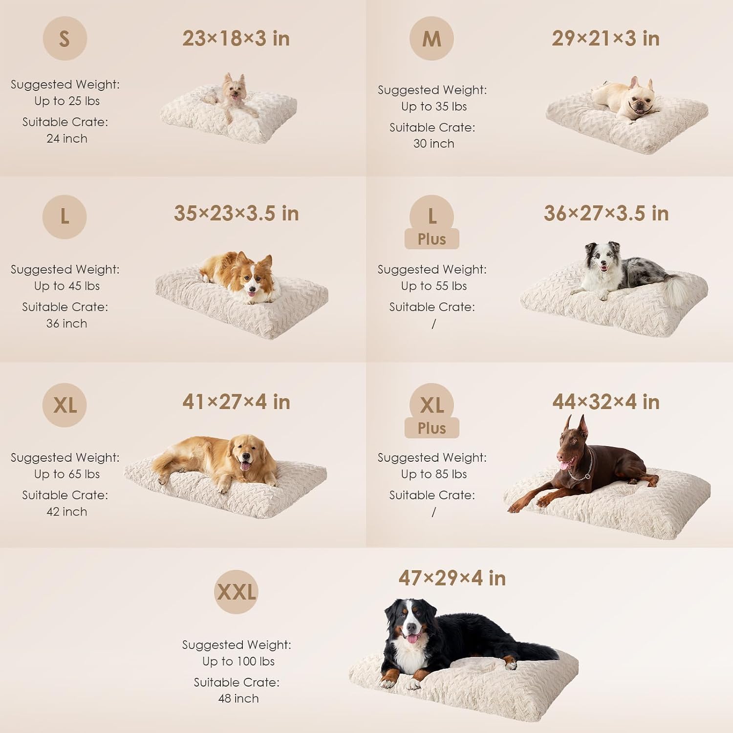 AUCT 21212 - EHEYCIGA Washable XL Dog Beds Large Sized Dog, 41x27 Inch Pet Bed, Beige - Image 3