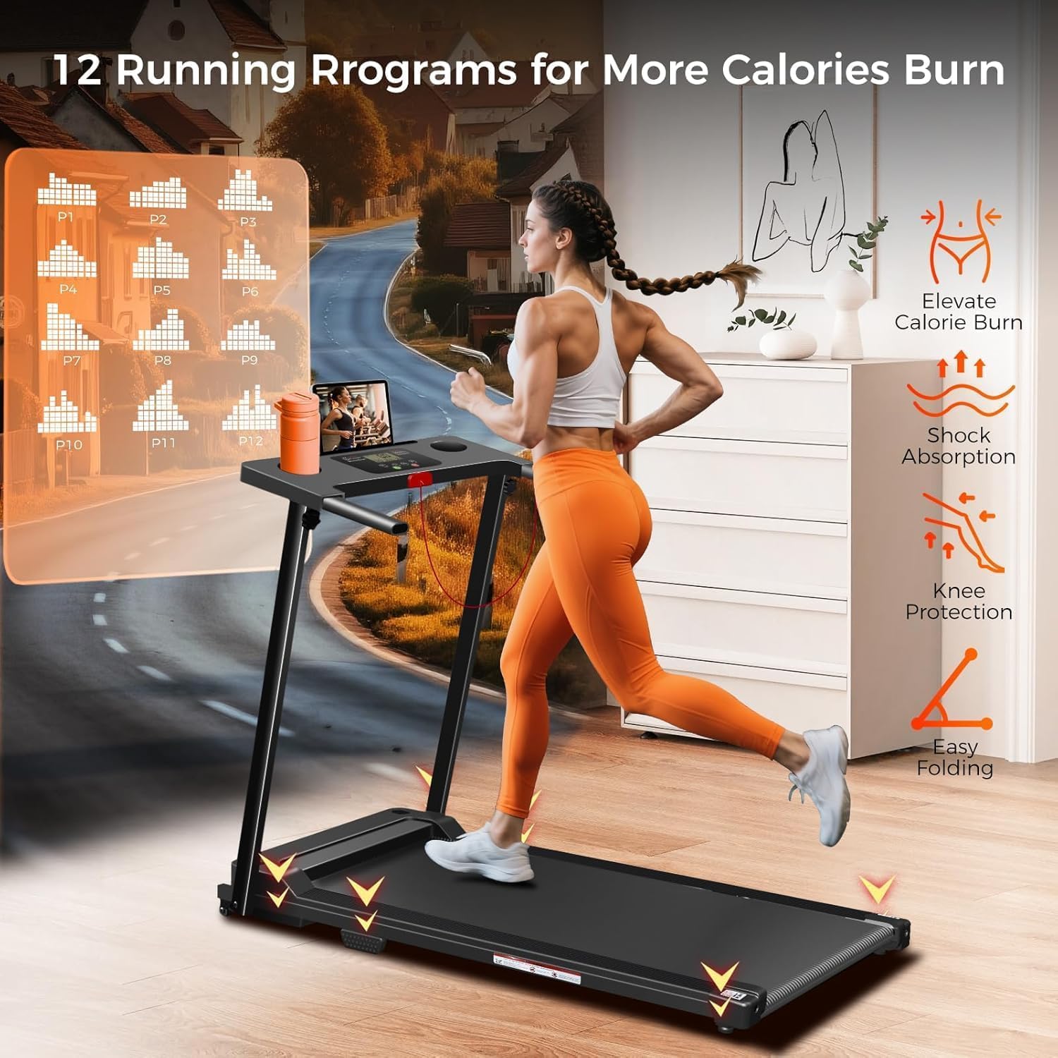 AUCT 20533 - $231 Treadmills for Home, Walking Pad with Handle Bar - 3.0 HP Portable Foldable Treadmill - Image 2