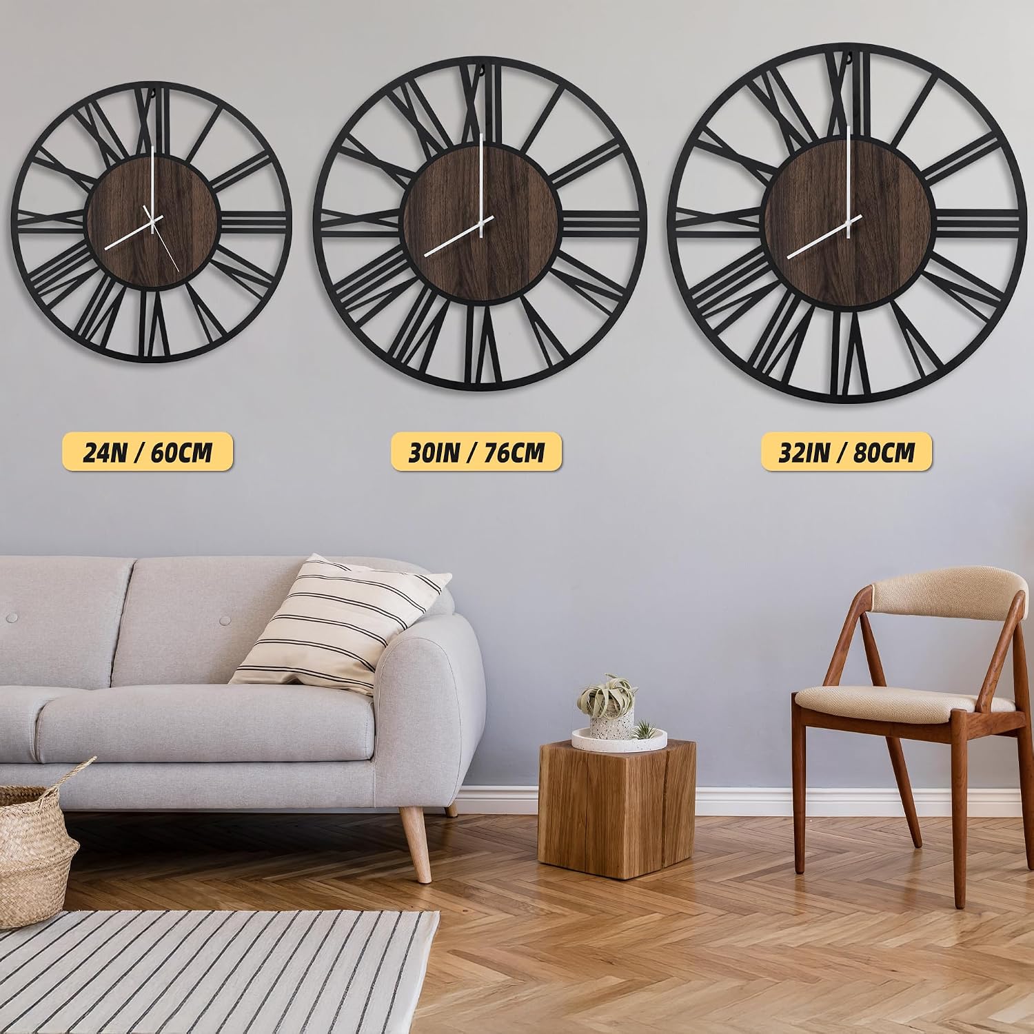 AUCT 22663 - $106 LEIKE 30" Oversized Wall Clock, LED Backlit Industrial Home Decor - Image 4
