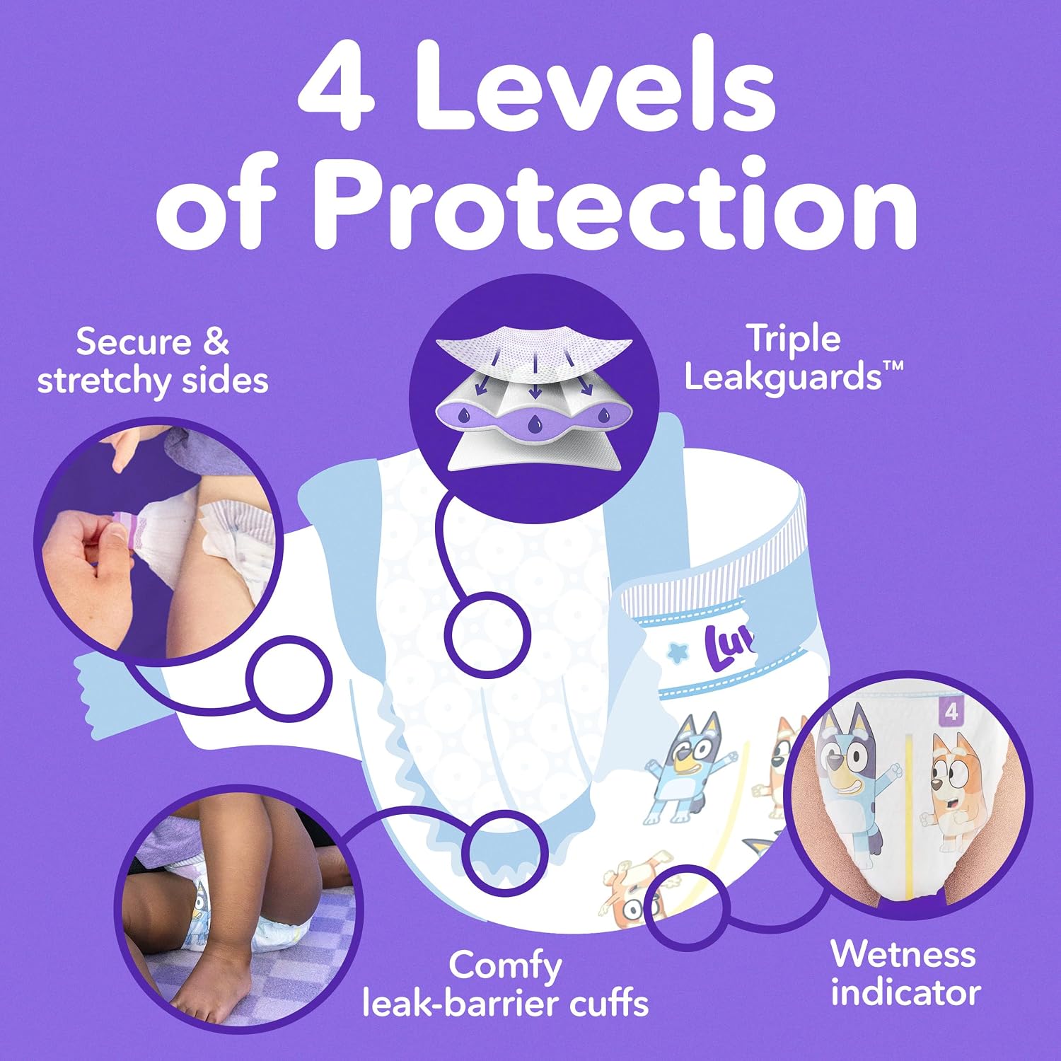 AUCT 22290 - $51 Luvs Size 2 Baby Diapers, Platinum Protection Bluey Diapers for Day & Night,Size 2 (12 - Image 2
