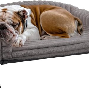 AUCT 20941 - $63 Veehoo Elevated Dog Bed with Bolster Cushion, Fluffy Plush Dog Couch Beds for Small Do