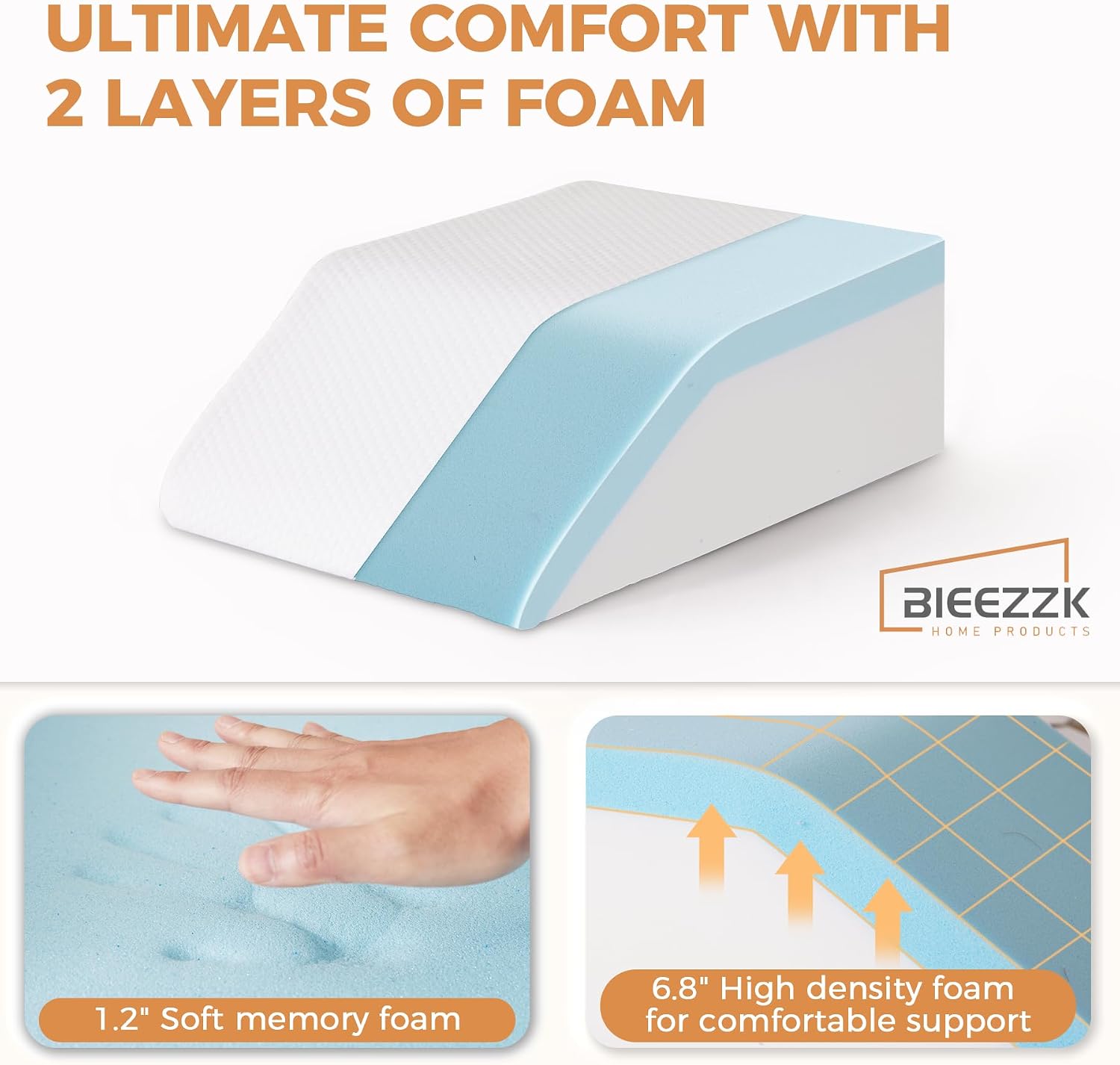 AUCT 20892 - BIEEZZK Leg Elevation Pillow Blood Circulation, 23.6 16.8 8in, White/Grey - Image 4