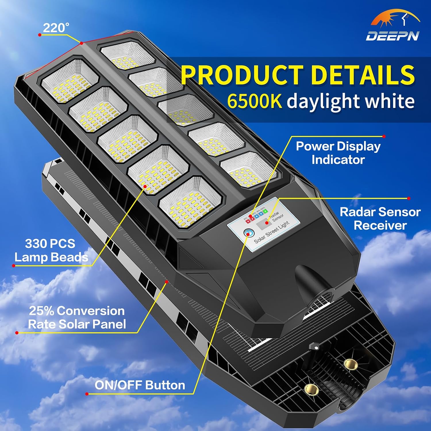 AUCT 20787 - $72 Deepn Solar Lights Outdoor, IP66 Waterproof Street Lights Outdoor, TW001 - Image 2