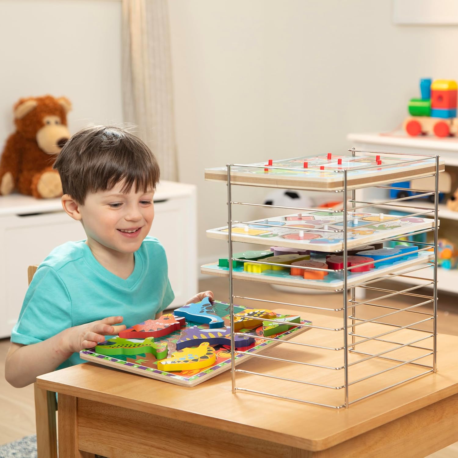 AUCT 20902 - Melissa & Doug Multi-Fit Metal Wire Puzzle Rack 12 inches wide and 0.75 inches deep - Image 3
