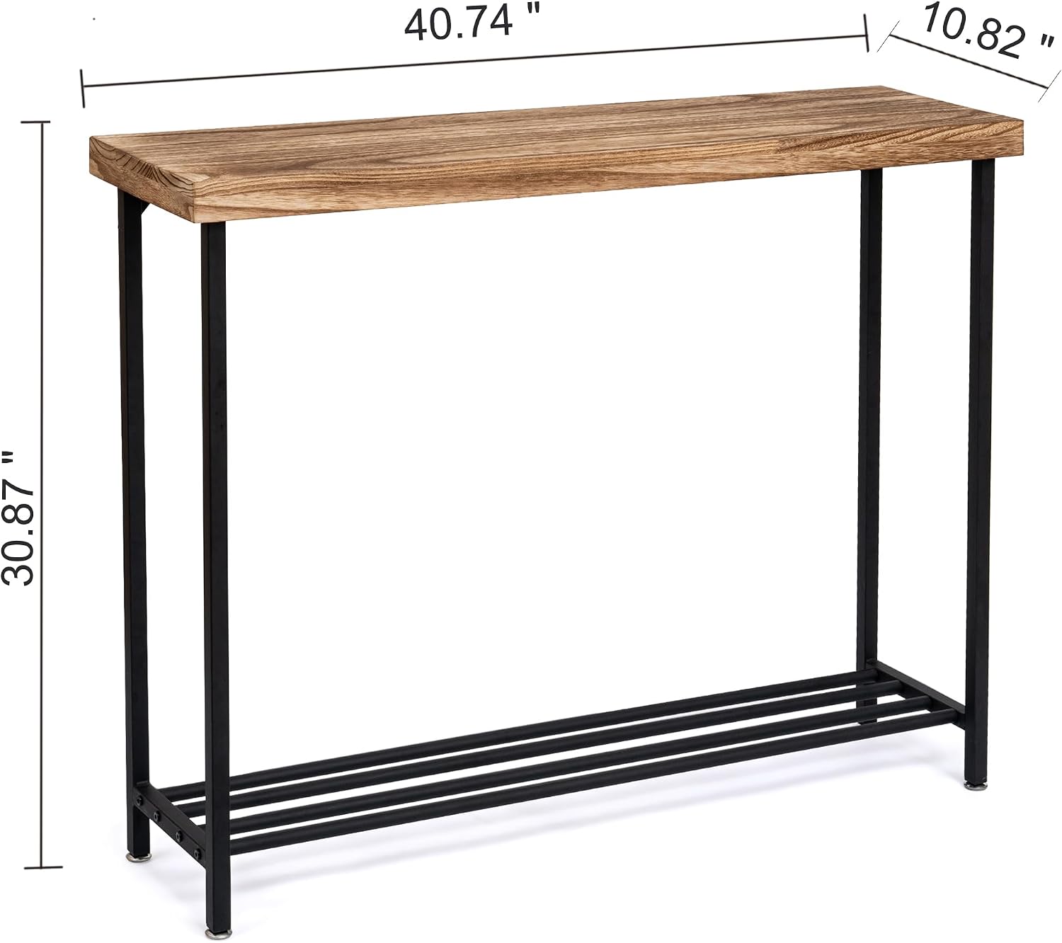 AUCT 21645 - $76 Acovy Industrial Solid Wood Console Table, 2 Tier Entryway Table with Storage Shelves, - Image 2