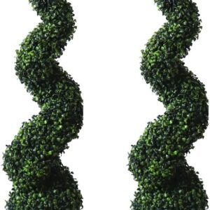 AUCT 21700 - $75 ALL SEASON GREEN 36" Topiary Trees Artificial Outdoor Boxwood Plants Set of 2 for Porc
