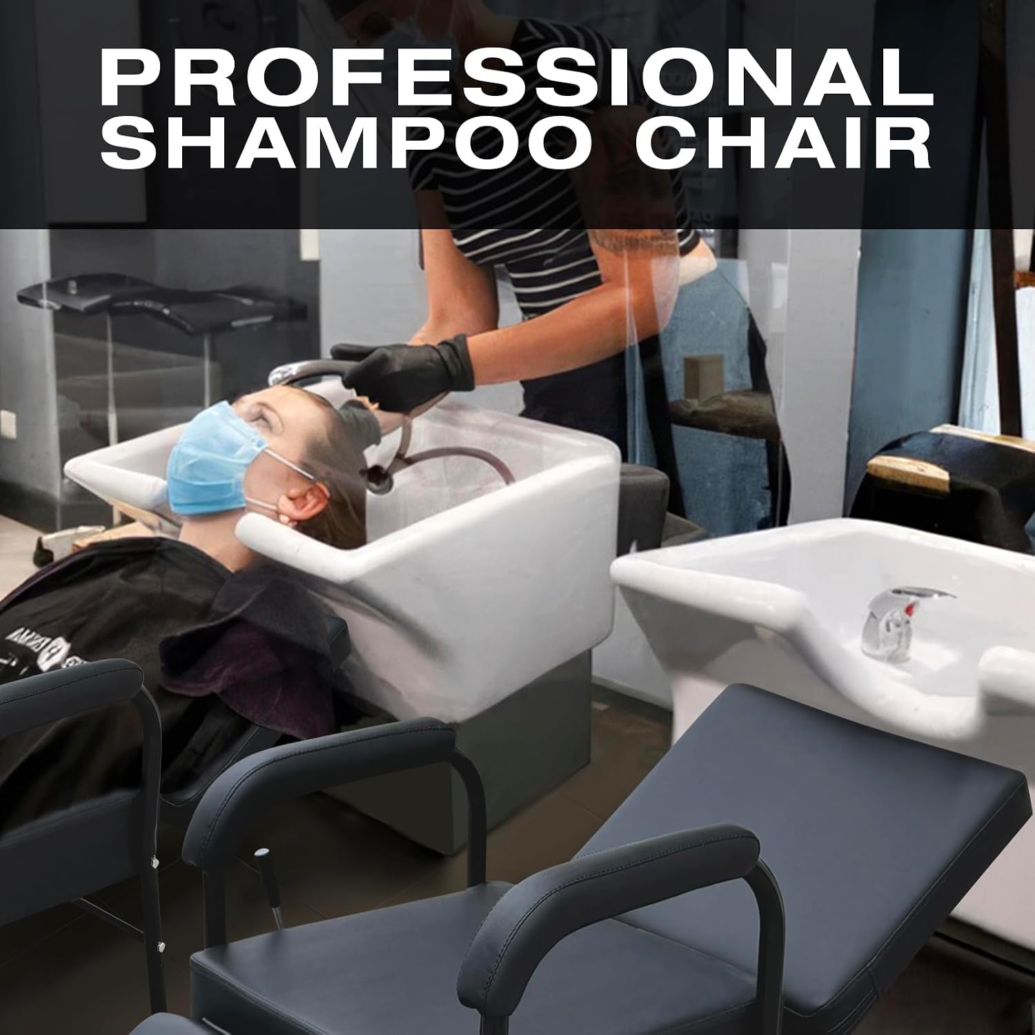 AUCT 20370 - $190 Reclining Shampoo Chairs Adjustable Height Shampoo Chairs for Salon Barber Chair Hair - Image 3