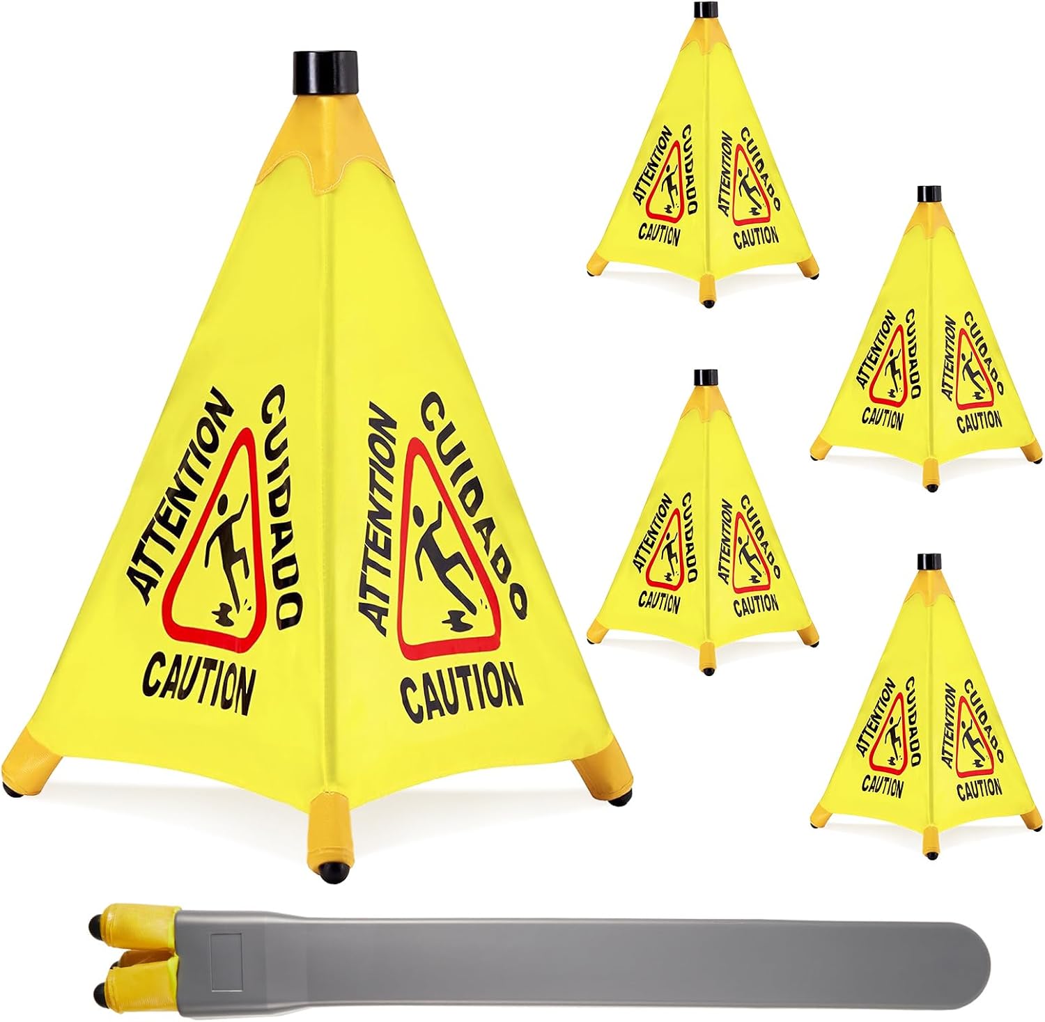 AUCT 20386 - $71 4 Pcs Pop up Wet Floor Sign with Storage Tube 20 Inch Wet Safety Signs Commercial Caut