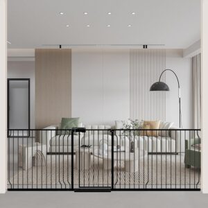 AUCT 20422 - $206 WAOWAO 100-109.41" Extra Wide Baby Gate Pressure Mounted 30" Tall Black | Extra-Wide,