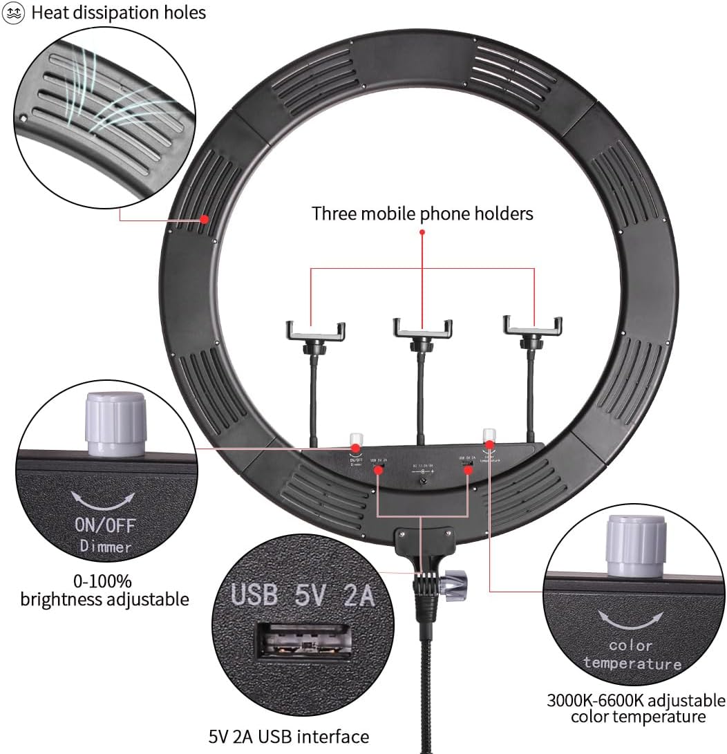 AUCT 22098 - $119 25 inch 75W LED Dimmable Bi-Color Barber Beauty Large Ring Light - Image 3