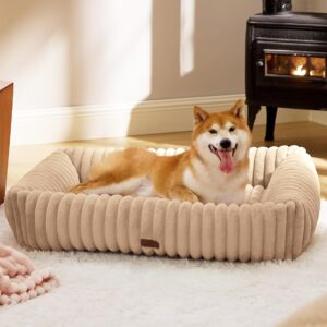 AUCT 20895 - $68 Bedsure ComfyFleece Dog Beds Large Sized Dog Washable 36in Sandy Beige