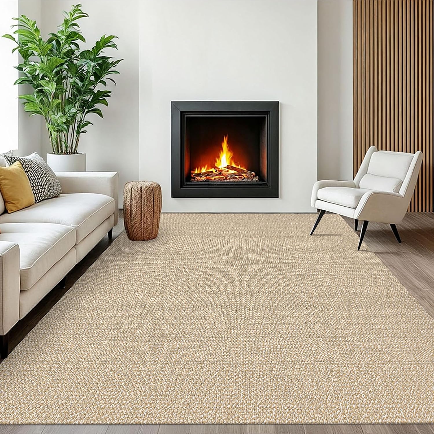 AUCT 20274 - $110 EARTHALL Washable Area Rug, Non Slip, 6x9 Ft, Golden Beige/White