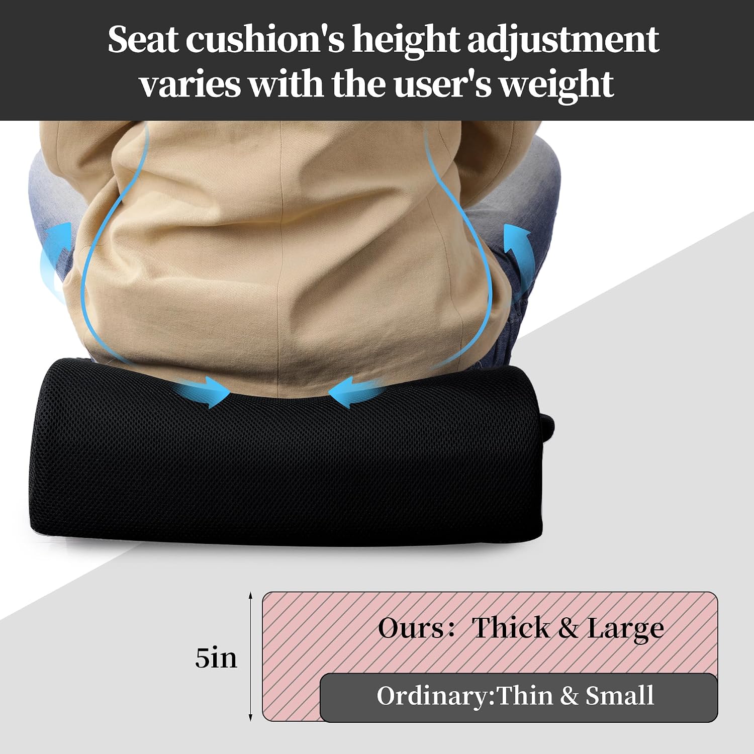AUCT 21026 - MABOZOO Extra Thick Chair Cushions,Office Chair Booster Seat Cushion to Raise Seat Height - Image 2