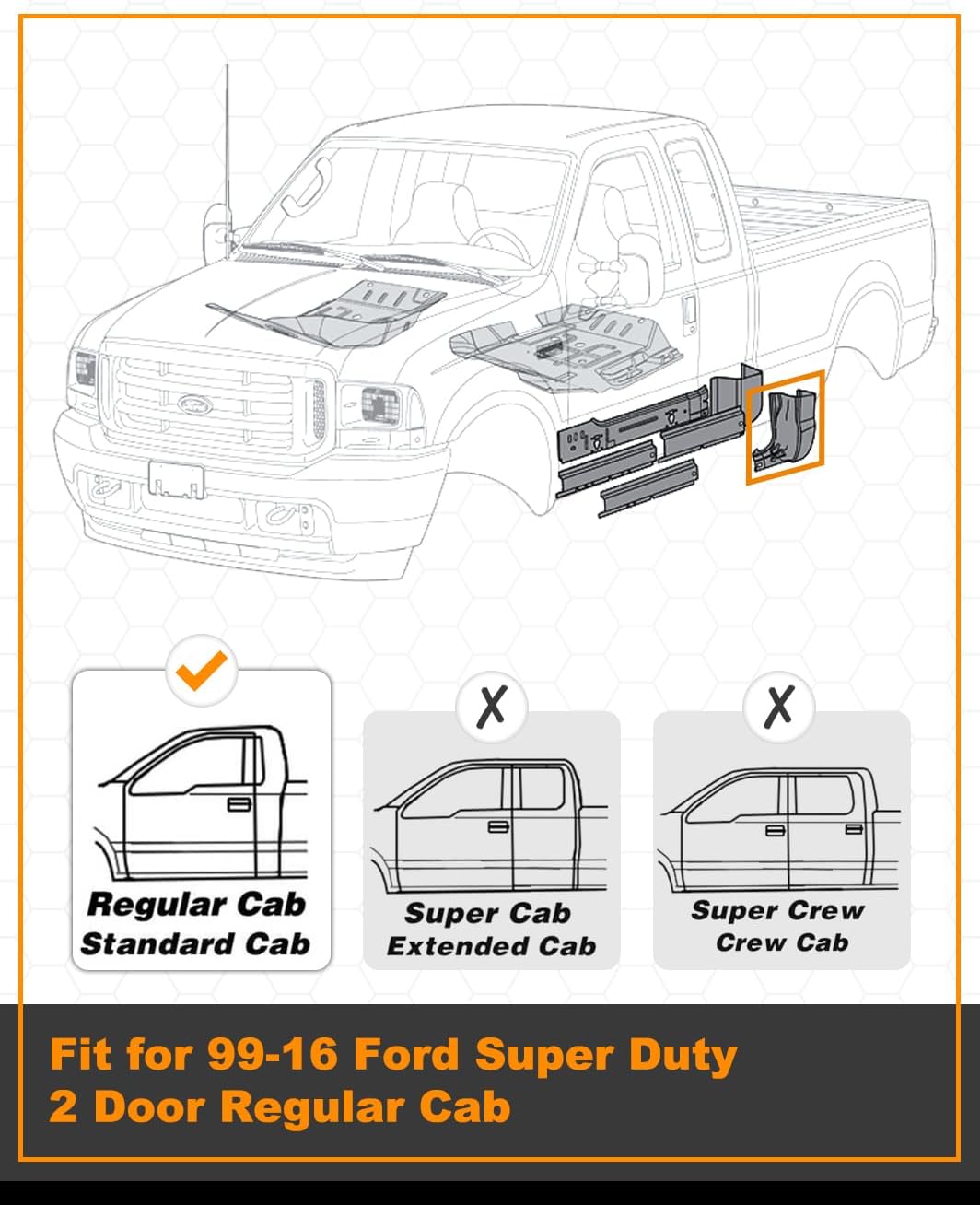 AUCT 22459 - $153 Cab Corner Kit Black Fit for 1999-2016 Ford Super Duty F250 F350 - Image 2