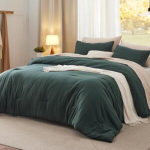 AUCT 20886 - $55 Bedsure King Comforter Set Prewashed Bedding Set 3Pcs Forest Green 104"x90"