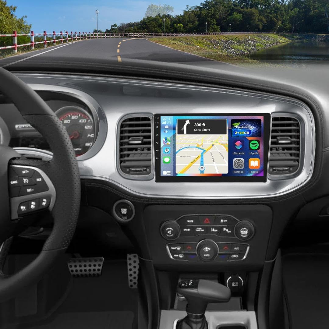 AUCT 21801 - $210 2+64 Volxcereo Car Radio for Dodge Charger 2011 2012 2013 2014 (LHD)