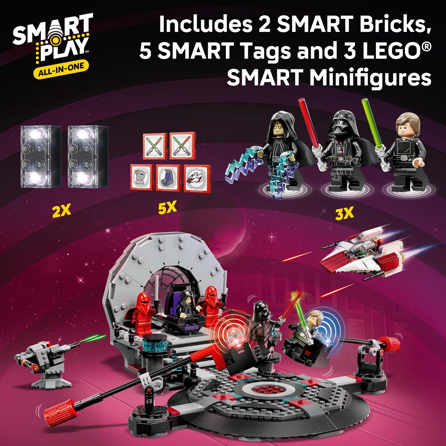 AUCT 20686 - $160 LEGO Star Wars SMART Play: Throne Room Duel & A-Wing Interactive Building Toy - All-i - Image 2